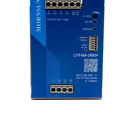 PFC Fonksiyonlu 480W 24V 20.0A 3x320-600VAC/450-800VDC DIN Ray Anahtarlama Güç Kaynağı