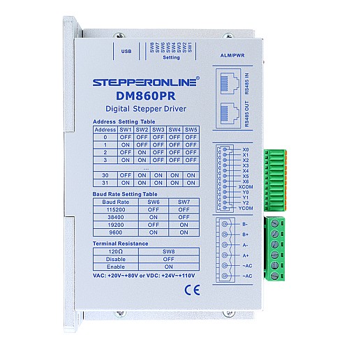 Nema 34 Step Motor için Y Serisi Modbus RS485 Step Sürücü 0-6.0A 24-110VDC - DM860PR | StepperOnline