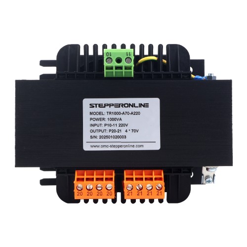 1000VA Tek Fazlı Kare Kontrol Trafosu 220VAC ila 4 x 70VAC 50/60Hz