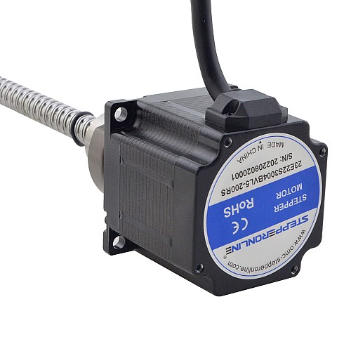 NEMA 23 Harici Bilyalı Vidalı Lineer Adım Motoru 3.0A 56mm Yığın Vidalı Uç 5mm (0.1969") Uç Uzunluğu 200mm