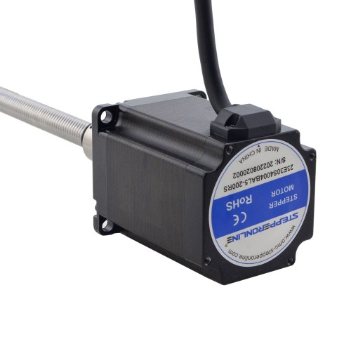 NEMA 23 Harici Bilyalı Vidalı Lineer Adım Motoru 4.0A 75mm Yığın Vidası Girişi 2mm (0.07874") Giriş Uzunluğu 200mm