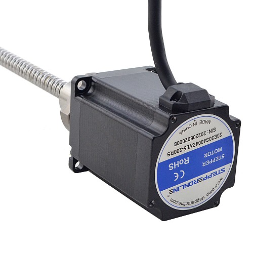 NEMA 23 Harici Bilyalı Vidalı Lineer Adım Motoru 4.0A 75mm Yığın Vidalı Uç 5mm (0.1969") Uç Uzunluğu 200mm