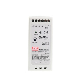 DRA-40-24 MEANWELL 40,8 W 24 VDC 1,7 A 115/230 VAC Tek Çıkışlı Anahtarlama Güç Kaynağı DRA-40-24 MEANWELL 40,8 W 24 VDC 1,7 A 115/230 VAC Tek Çıkışlı Anahtarlama Güç Kaynağı