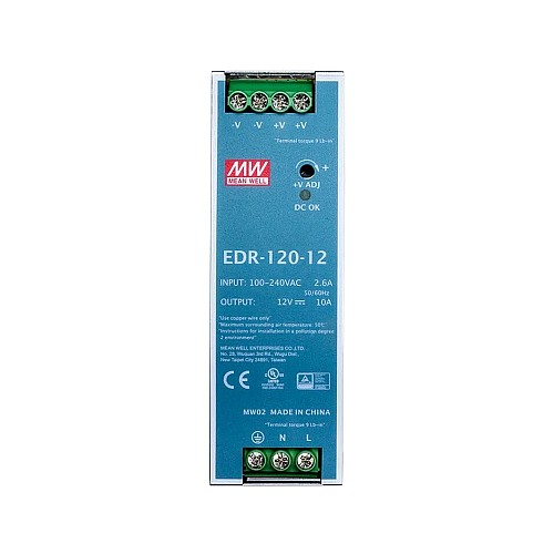 EDR-120-12 MEANWELL 120W 12VDC 10A 115/230VAC DIN Ray Güç Kaynağı