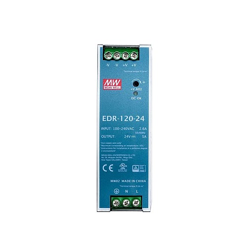 EDR-120-24 MEANWELL 120W 24VDC 5A 115/230VAC DIN Ray Güç Kaynağı