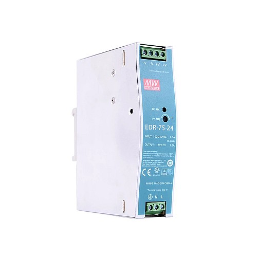 EDR-75-24 MEANWELL 75W 24VDC 3.2A 115/230VAC DIN Ray Güç Kaynağı