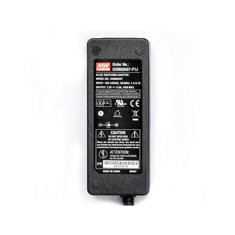 GSM60A07-P1J MEANWELL 45W 7.5.5VDC 6A 115/230VAC AC-DC Güvenilir Yeşil Tıbbi Adaptör