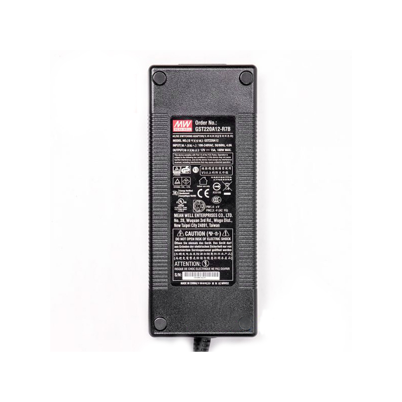 GST220A12-R7B MEANWELL 180W 12VDC 15A 115/230VAC AC-DC Güvenilir Yeşil Endüstriyel Adaptör