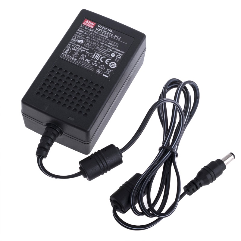 GST25A12-P1J MEANWELL 25W 12VDC 2.08A 115/230VAC AC-DC Güvenilir Yeşil Endüstriyel Adaptör