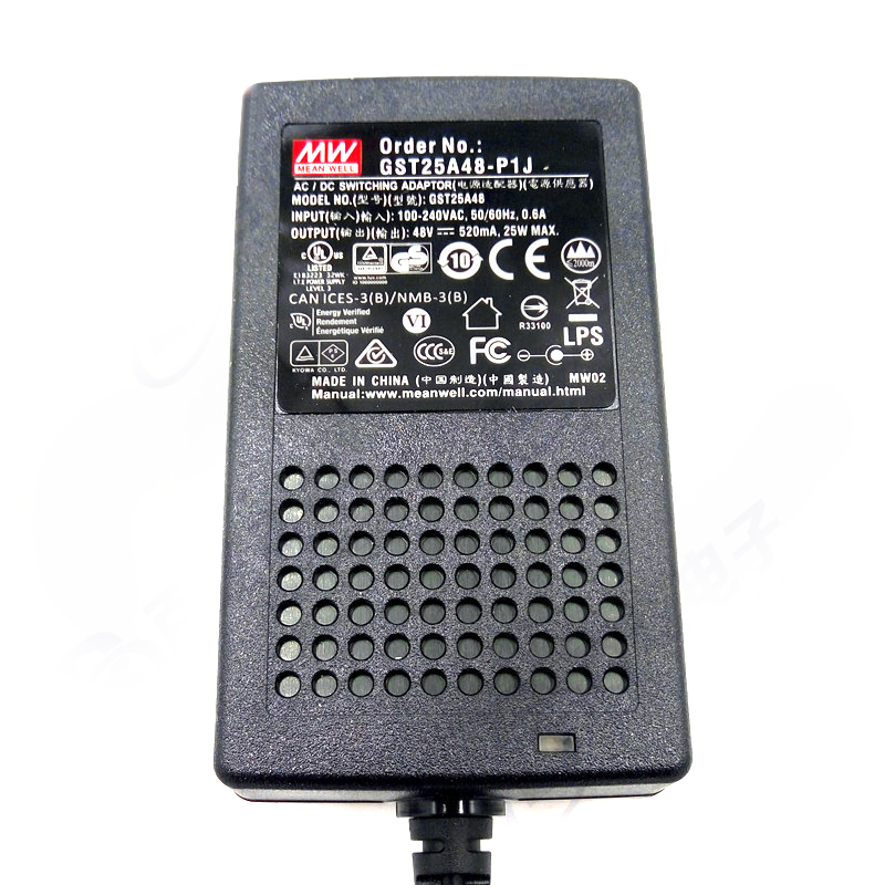 GST25A48-P1J MEANWELL 25W 48VCC 0.52A 115/230VAC AC-DC Adaptör endüstriyel verde güvenilir