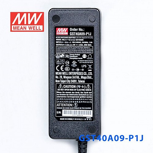 GST40A09-P1J MEANWELL 40W 9VDC 4.45A 115/230VAC AC-DC Güvenilir Yeşil Endüstriyel Adaptör GST40A09-P1J MEANWELL 40W 9VDC 4.45A 115/230VAC AC-DC Güvenilir Yeşil Endüstriyel Adaptör