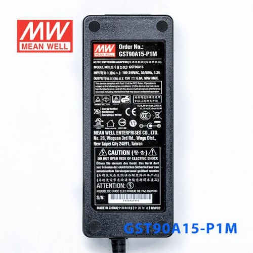 GST90A15-P1M MEANWELL 90W 15VDC 6A 115/230VAC AC-DC Güvenilir Yeşil Endüstriyel Adaptör