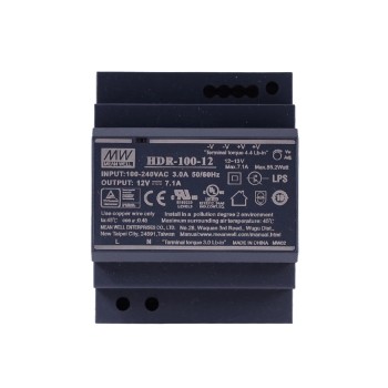 HDR-100-12 MEANWELL 85,2 W 12 VDC 7,1 A 115/230 VAC Ultra İnce Basamak Şeklinde DIN Ray Güç Kaynağı