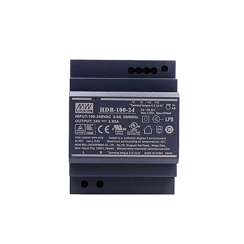 CN Satışta - HDR-100-24 MEANWELL 92W 24VDC 3.83A 115/230VAC Ultra İnce Basamak Şeklinde DIN Ray Güç Kaynağı