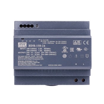 HDR-150-24 MEANWELL 24VDC 5,31A 127,4W 115VAC/6,25A 150W 230VAC Ultra İnce Basamak Şeklinde DIN Ray Güç Kaynağı