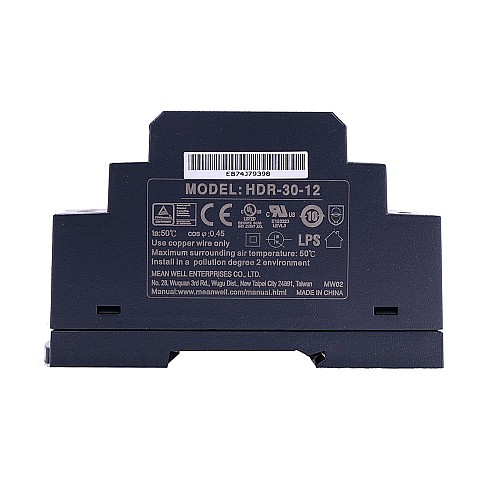 HDR-30-12 MEANWELL 24W 12VDC 2A 115/230VAC Ultra İnce Basamak Şeklinde DIN Ray Güç Kaynağı