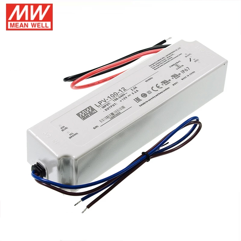 LPV-100-12 MEANWELL 12V 8,5A 100W Tek Çıkışlı Anahtarlama Güç Kaynağı