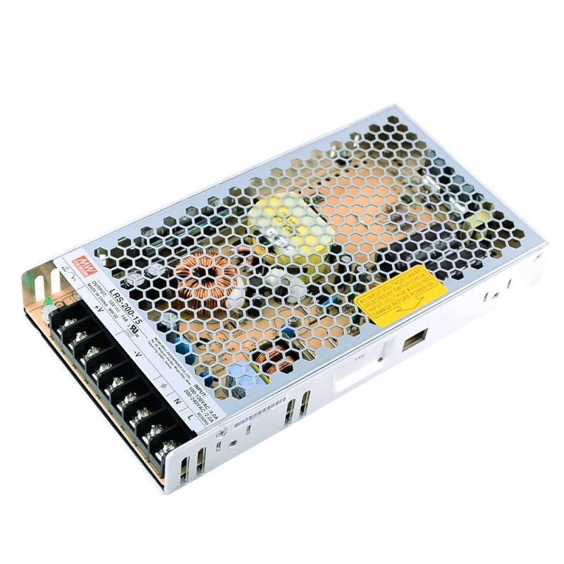 LRS-200-15 MEANWELL 210W 15VDC 14A 115/230VAC Kapalı Anahtarlama Güç Kaynağı