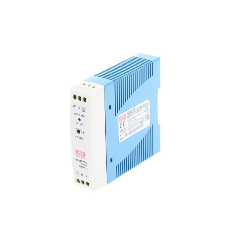 MDR-20-15 MEANWELL 20W 15VDC 1.34A 115/230VAC Tek Çıkışlı Endüstriyel DIN Ray Güç Kaynağı