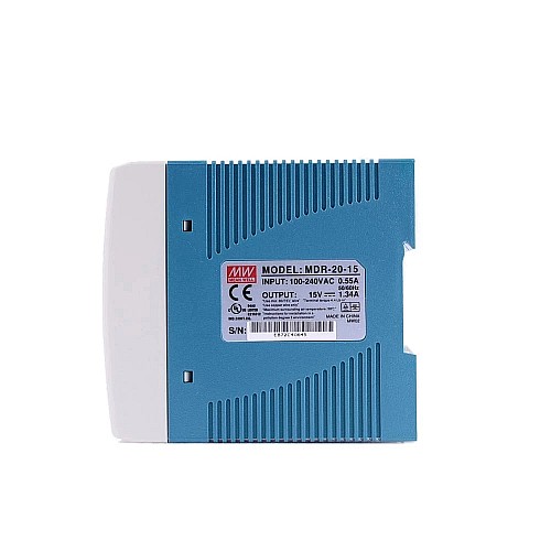 MDR-20-15 MEANWELL 20W 15VDC 1.34A 115/230VAC Tek Çıkışlı Endüstriyel DIN Ray Güç Kaynağı