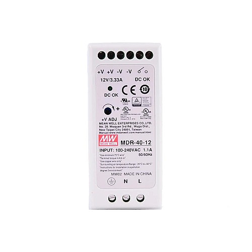 MDR-40-12 MEANWELL 40W 12VDC 3.33A 115/230VAC DIN Ray Güç Kaynağı MDR-40-12 MEANWELL 40W 12VDC 3.33A 115/230VAC DIN Ray Güç Kaynağı