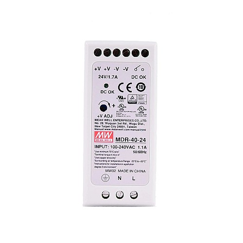 MDR-40-24 MEANWELL 40W 24VDC 1.7A 115/230VAC DIN Ray Güç Kaynağı