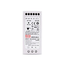 MDR-60-5 MEANWELL 60W 5VDC 10A 115/230VAC DIN Ray Güç Kaynağı