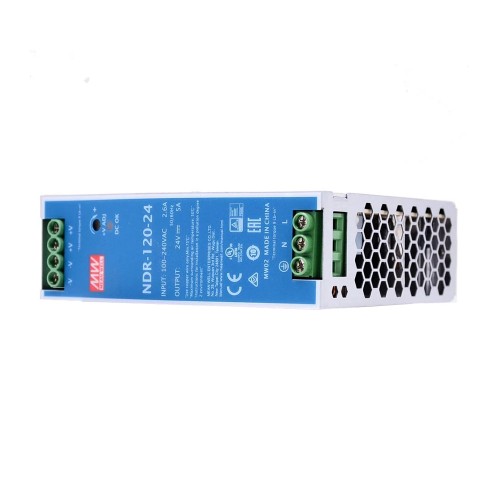 NDR-120-24 MEANWELL 120W 24VDC 5A 115/230VAC DIN Ray Güç Kaynağı