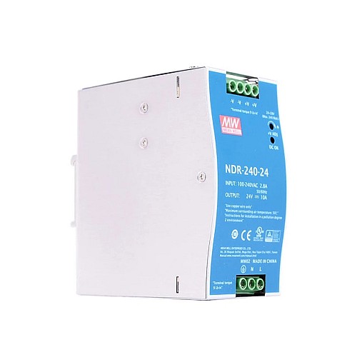 NDR-240-24 MEANWELL 240W 24VDC 10A 115/230VAC DIN Ray Güç Kaynağı