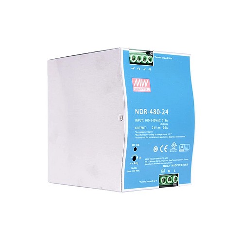 NDR-480-24 MEANWELL 480W 24VDC 20A 115/230VAC DIN Ray Güç Kaynağı