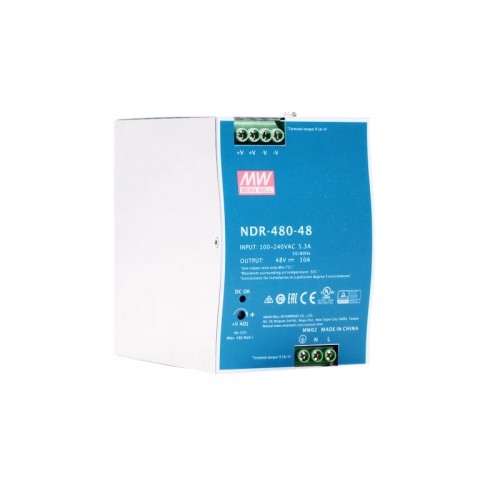 NDR-480-48 MEANWELL 480W 48VDC 10A 115/230VAC Tek Çıkışlı Endüstriyel DIN RAYI