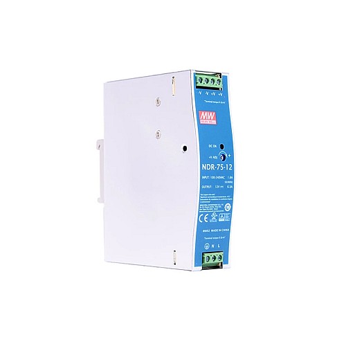 NDR-75-12 MEANWELL 75,6W 12VDC 6,3A 115/230VAC Tek Çıkışlı Endüstriyel DIN RAYI NDR-75-12 MEANWELL 75,6W 12VDC 6,3A 115/230VAC Tek Çıkışlı Endüstriyel DIN RAYI