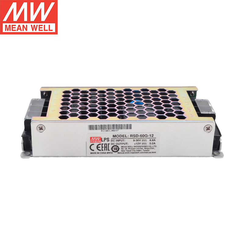 RSD-60G-12 MEANWELL 12V 5A 60W Güvenilir Demiryolu DC-DC Dönüştürücü