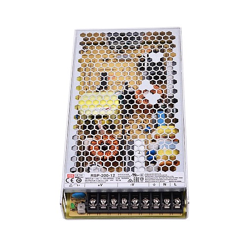 RSP-200-12 MEANWELL 200,4W 12VDC 16,7A 115/230VAC PFC Fonksiyonlu Tek Çıkış
