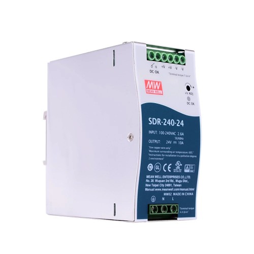 SDR-240-24 MEANWELL 240W 24VDC 10A 115/230VAC PFC Fonksiyonlu DIN Ray Güç Kaynağı SDR-240-24 MEANWELL 240W 24VDC 10A 115/230VAC PFC Fonksiyonlu DIN Ray Güç Kaynağı