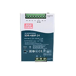 SDR-480P-24 MEANWELL 480W 24VDC 20A 115/230VAC Tek Çıkışlı Endüstriyel DIN RAYI PFC ve Paralel Fonksiyonlu