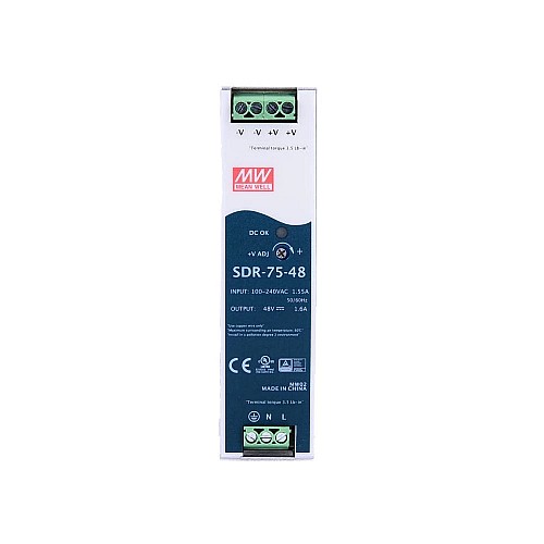 SDR-75-48 MEANWELL 76,8W 48VDC 1,6A 115/230VAC Tek Çıkışlı Endüstriyel DIN RAYI Güç Kaynağı ile SDR-75-48 MEANWELL 76,8W 48VDC 1,6A 115/230VAC Tek Çıkışlı Endüstriyel DIN RAYI Güç Kaynağı ile