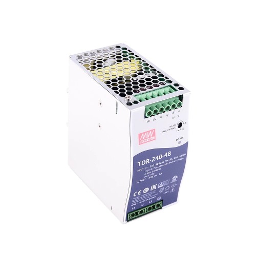 TDR-240-48 MEANWELL 240W 48VDC 5A 400/500VAC İnce Üç Fazlı Endüstriyel DIN Rayı PFC Fonksiyonlu
