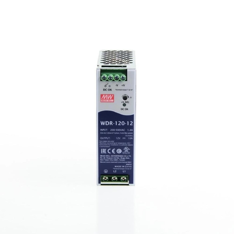 WDR-120-12 MEANWELL 120W 12VDC 10A 230/400VAC UltraWide Girişli Endüstriyel DIN Ray Güç Kaynağı