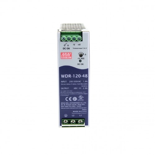 WDR-120-48 MEANWELL 120W 48VDC 2.5A 230/400VAC UltraWide Girişli Endüstriyel DIN Rayı Güç Kaynağı