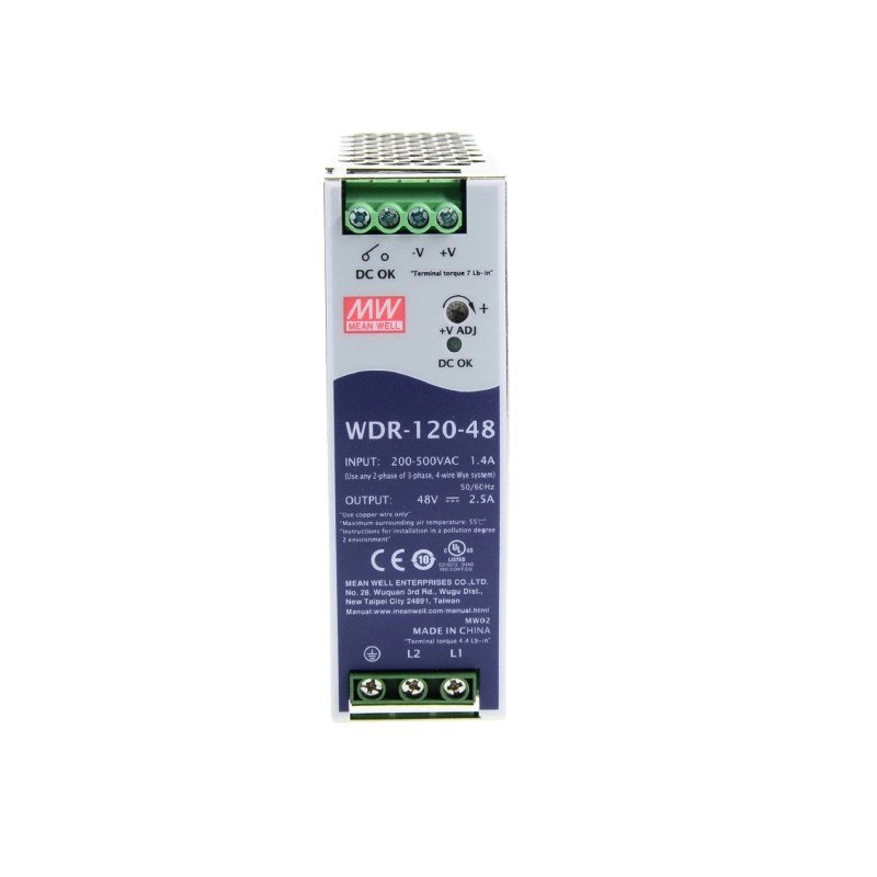 WDR-120-48 MEANWELL 120W 48VDC 2.5A 230/400VAC UltraWide Girişli Endüstriyel DIN Rayı Güç Kaynağı