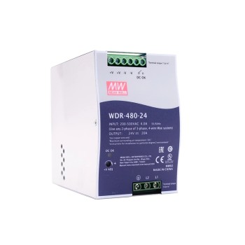 WDR-480-24 MEANWELL 480W 24VDC 20A 230/400VAC UltraWide Girişli Endüstriyel DIN Rayı Güç Kaynağı