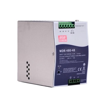 WDR-480-48 MEANWELL 480W 48VDC 10A 230/400VAC UltraWide Girişli Endüstriyel DIN Ray Güç Kaynağı