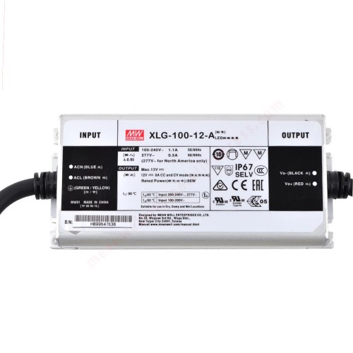 XLG-100-12-A MEANWELL 96W 12VDC 8A 115/230VAC Sabit Güç Modu LED Sürücüsü