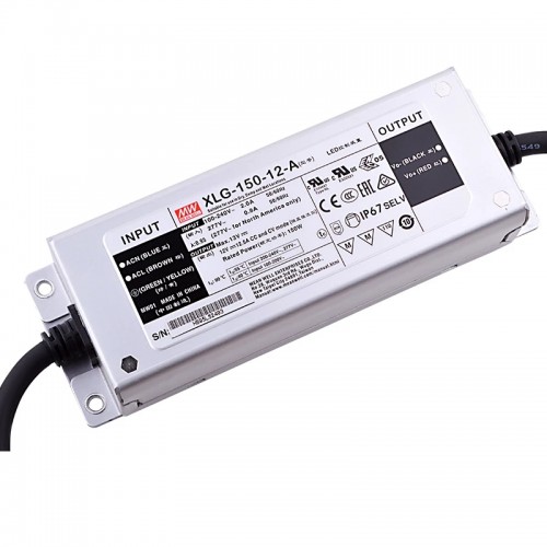 XLG-150-12-A MEANWELL 150W 12VDC 12.5A 115/230VAC Sabit Güç Modlu LED Sürücü