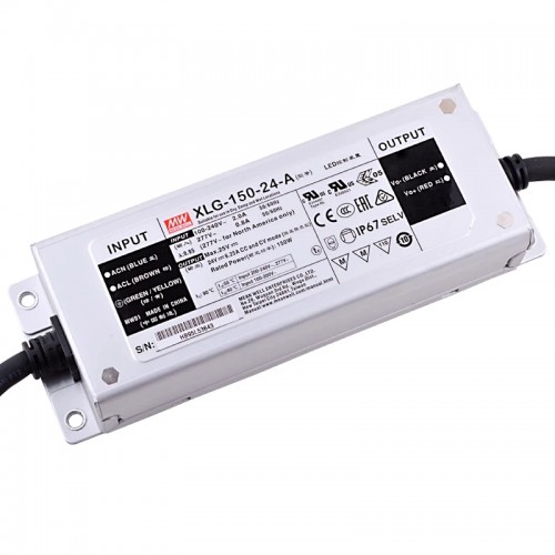 XLG-150-24-A MEANWELL 150W 24VDC 6.25A 115/230VAC Sabit Güç Modlu LED Sürücü