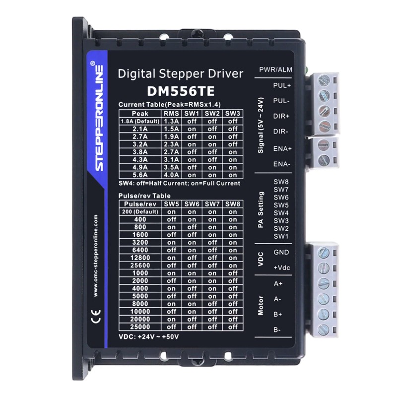 TES Series 1 Eksenli Adım Motorlu CNC Takımı 3,4Nm(481,48oz.in) Nema 24 Adım Motoru ve Sürücü DM556TE - 1-DM556TE-24HS39 | StepperOnline