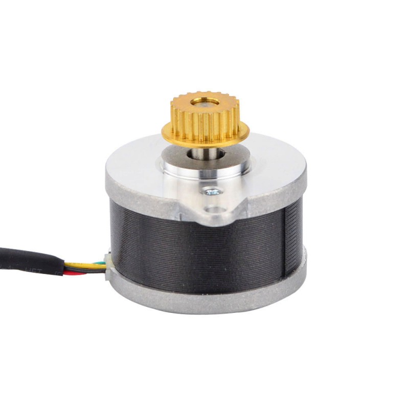 Yuvarlak Nema 14 0,9 derece 9,0Ncm (12,75oz.in) 0,43A Φ36x21,5 mm kasnaklı - 14HR09-0434S-C1 | StepperOnline