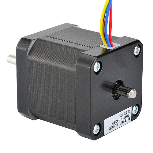 Çift Şaftlı Nema 17 Tek Kutuplu 0,9 derece 32 Ncm (45,3 oz.in) 0,4 A 42x42x48 mm 6 Kablo