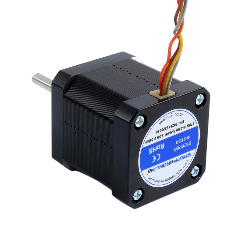 Nema 17 Yüksek Sıcaklık Adım Motoru 55Ncm(77,93oz.in), 38mm, D-tipi mil 5mm, İzolasyon Sınıfı H 180 °C, JST-XH Konnektör - 17HS19-2504S-H-V6 | StepperOnline